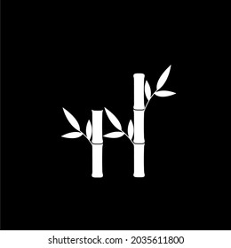 Bambussilhouette-Symbol, Vektorgrafik, schwarzer Hintergrund