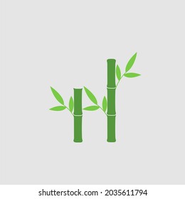 Bamboo silhouette icon, Vector, gray background