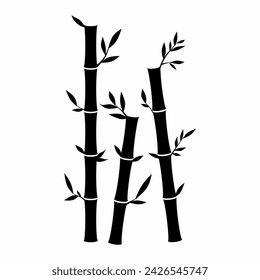 Bambus Silhouette Icon Vektor. Bambusbaum-Silhouette für Symbol, Symbol oder Zeichen. Bambus-Ikone für Naturlandschaft, Illustration, Zen oder Wald