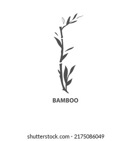 Bamboo silhouette on a white background. Bamboo branch as a logo or designation, decoration.