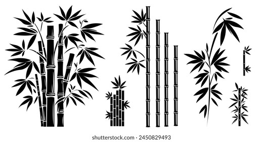 Bamboo silhouette vector collection, with Japanese art style, suitable for design elements, simple, elegant
