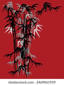 Bamboo silhouette vector image, Vector bamboo tree hand drawn style vector illustrations