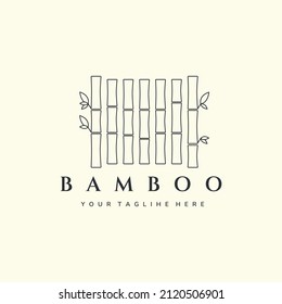 Bamboo Simple Line Art Logo Template Stock Vector (Royalty Free