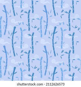 Bamboo, sketch, seamless vector pattern, hand drawing, doodle