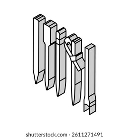 bamboo skewers isometric icon vector. bamboo skewers sign. isolated symbol illustration