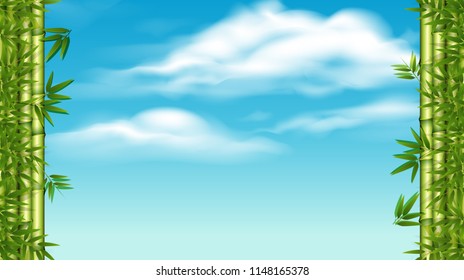 Ilustración de plantillas de bambú y cielo