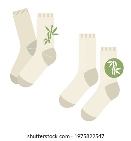 Bamboo socks with a sign. Vector illustration.