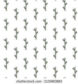 Bamboo sprigs simple vector seamless pattern