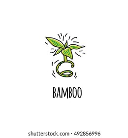 Bamboo sprout. Icon. Hand-drawn. Vector image in the style of Doodle.Logo template