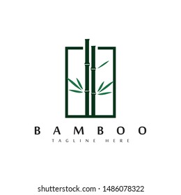 bamboo in the square logo design template