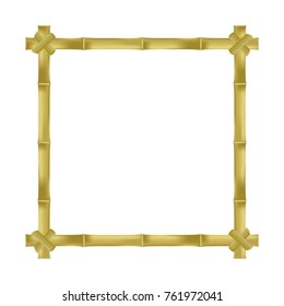 Bamboo square photo frame vector template.  Empty area for your text or foto. Realistic 3d Illustration on white background. 