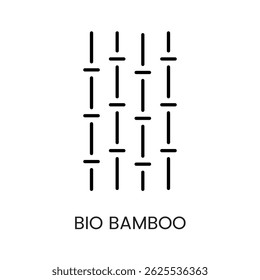 Ícone de haste de bambu simbolizando material de bambu bio usado em embalagem de travesseiro eco amigável marca de cama sustentável e ícone de linha de rotulagem de fibra natural em vetor com traço editável.