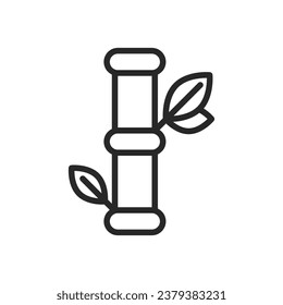 Bamboo Stalk Icon. Vector Linear Illustration of Oriental Nature Symbolizing Tranquility, Zen, and Sustainable Growth in Asian Botanical Gardens. Environmental and Botanical Design Element.