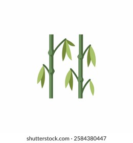 Bamboo stalks with green leaves illustration Vector