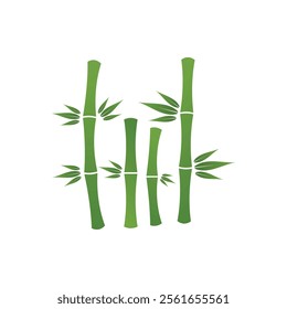 Bamboo stalks with green leaves vector icon