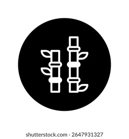 Bamboo stalks and leaves graphic element presenting a minimalistic nature inspired black and white design icon
