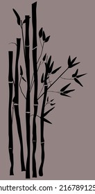 Bamboo stem and leaves isolated vector illustration. Exotic floral set design elements. Asian garden objects in flat style.bamboo shadow