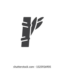 Bamboo stem with leaves vector icon. filled flat sign for mobile concept and web design. Spa salon bamboo glyph icon. Symbol, logo illustration. Vector graphics