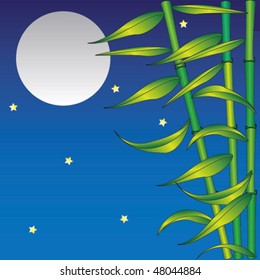 Bamboo stems against the night sky.