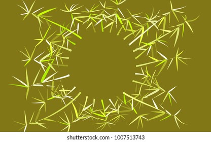 Bamboo Stems. Circle of Bamboo Leaves. Creative Circle in Ethnic Style. Round Frame of Leaves. Stems with Leaves for Wallpaper, Tile, Postcard, Card, Invitation. Circle Frame. Wreath of Twigs.