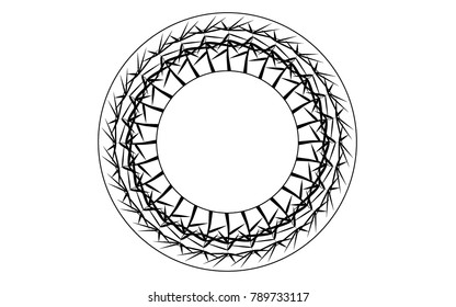 Bamboo Stems. Circle of Bamboo Leaves. Creative Circle in Ethnic Style. Round Frame of Leaves. Stems with Leaves for Wallpaper, Tile, Postcard, Card, Invitation. Circle Frame. Wreath of Twigs.