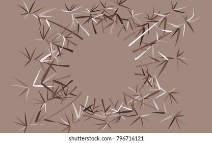 Bamboo Stems. Circle of Bamboo Leaves. Creative Circle in Ethnic Style. Round Frame of Leaves. Stems with Leaves for Wallpaper, Tile, Postcard, Card, Invitation. Circle Frame. Wreath of Twigs.
