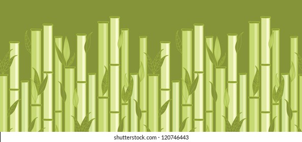 Bamboo stems and leaves horizontal seamless pattern border