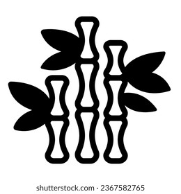 Bamboo stems with leaves solid icon, asian nature concept, tree plant vector sign on white background, glyph style icon for mobile concept and web design. Vector graphics