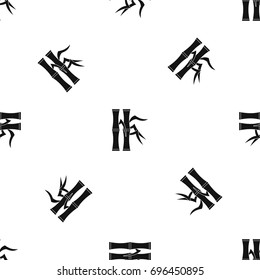 Bamboo stems pattern repeat seamless in black color for any design. Vector geometric illustration
