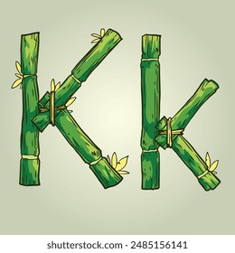 Bamboo Stick Alphabet Letter K