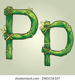 Bamboo Stick Alphabet Letter P