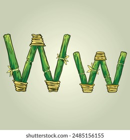 Bamboo Stick Alphabet Letter W