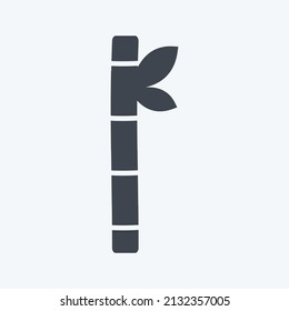 Bamboo Stick Icon in trendy glyph style isolated on soft blue background