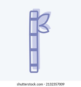 Bamboo Stick Icon in trendy two tone style isolated on soft blue background