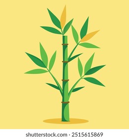 a bamboo stick with leaves vector art