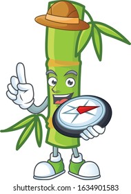 Bamboo stick stylized Explorer having a compass