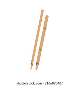 Bamboo sticks for calligraphy art. Natural hard reed pens. Arabic calligraphic, lettering supplies, tools. Flat graphic vector illustration isolated on white background