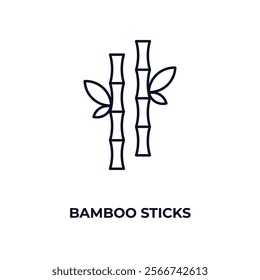 bamboo sticks outline icon. Linear vector from nature concept. Thin line bamboo sticks icon isolated on white background