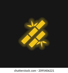 Bamboo Sticks Spa Ornament yellow glowing neon icon