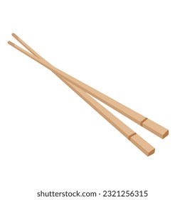 Bamboo sticks for sushi flat vector isolated on white background