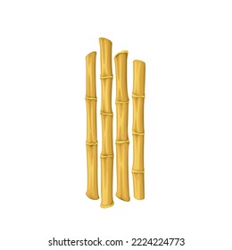 Bamboo sticks vector illustration. Cartoon isolated vertical brown bamboo stem or branch for wooden border or home floral decoration, dry plants from Japanese, Thai or Chinese tropical forest