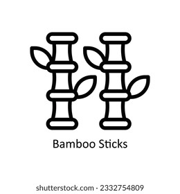 Bamboo Sticks Vector  outline Icon Design illustration. Nature and ecology Symbol on White background EPS 10 File