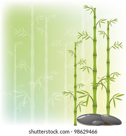 A bamboo and stone is executed Japan style