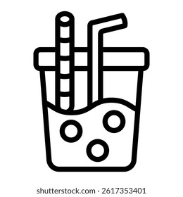 Bamboo Straw Vector Line Icon Design