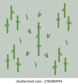 bamboo strips and leaves on a gray background