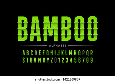 Bamboo style font design, alphabet letters vector illustration