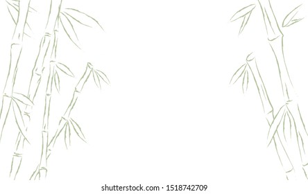 Bamboo or sugar cane forest frame background. Vector illustration drawing