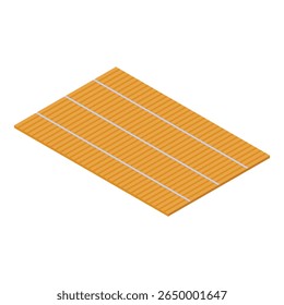Bamboo sushi rolling mat isolated on white background, creating traditional japanese food with isometric projection