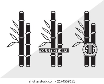 Bamboo SVG Monogram Printable Vector Illustration