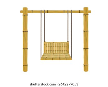 Bamboo swing on white background.